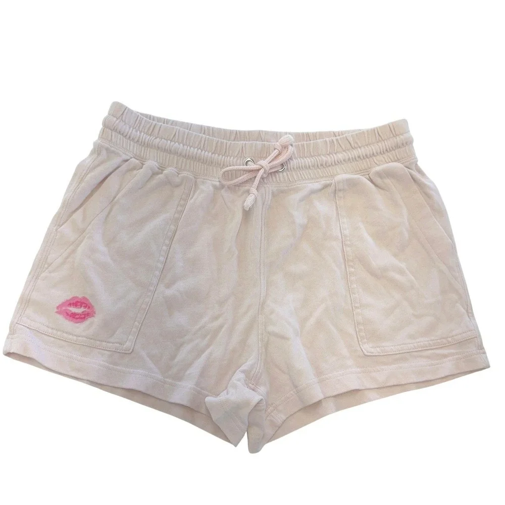 J.Crew Shorts Womens‎ Small Pink Magic Rinse Kiss Print Lounge Drawstring Cotton - Picture 2 of 12